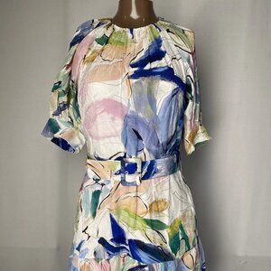 Ted Baker Women's Rita Floral Belted Mini Dress Multi Pastel Size 4 | NWT
